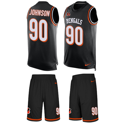 Men's Limited Michael Johnson Nike Jersey Black - #90 Tank Top Suit NFL Cincinnati Bengals